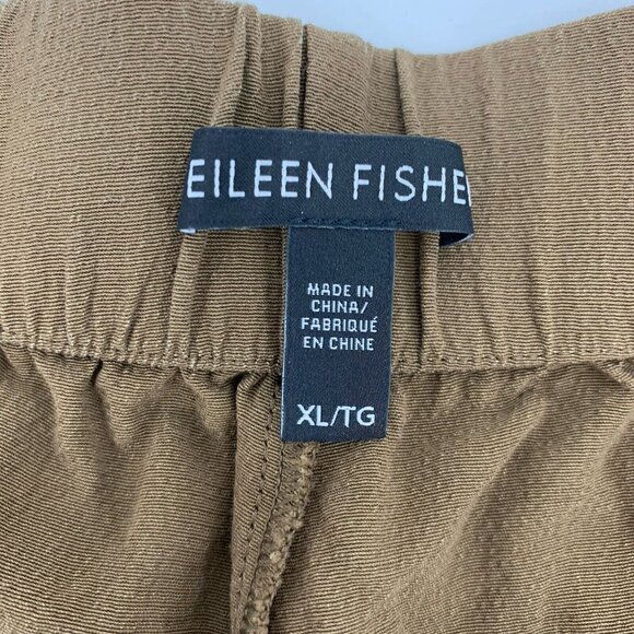 Eileen Fisher Brown Tencel Crepe Shorts Elastic Drawstring Waist Womens XL - Picture 2 of 4